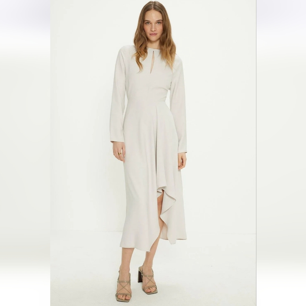 Oasis Premium Crepe Waterfall Skirt Midi Dress